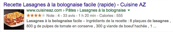 Image d'un google rich snippet
